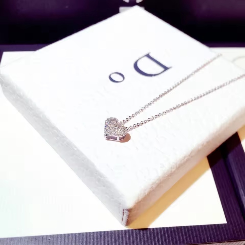 Icy Heart Silver Plated CZ Diamond Pave Pendant Necklace - Picture 3 of 3